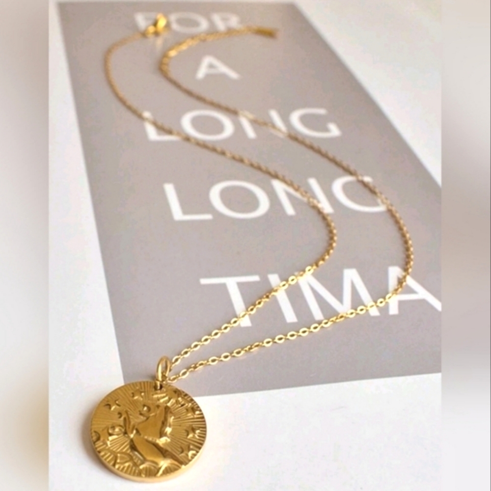 NWT Gold Plated Stainless Steel Leo Zodiac Constellation Pendant Necklace